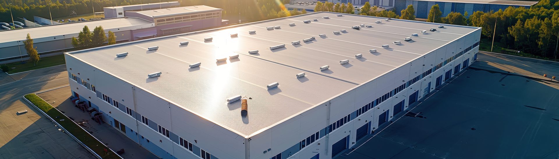 Commercial roofing aerial view